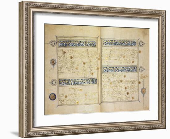 Illuminated pages of a Koran manuscript, Il-Khanid Mameluke School-null-Framed Giclee Print