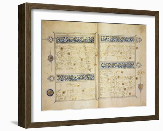 Illuminated pages of a Koran manuscript, Il-Khanid Mameluke School-null-Framed Giclee Print