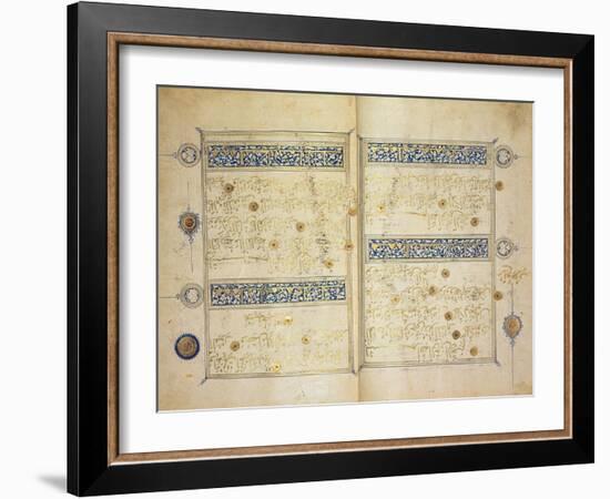 Illuminated pages of a Koran manuscript, Il-Khanid Mameluke School-null-Framed Giclee Print