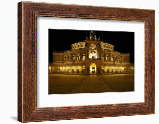 Illuminated Semperoper in Dresden in the Evening-Uwe Steffens-Framed Photographic Print