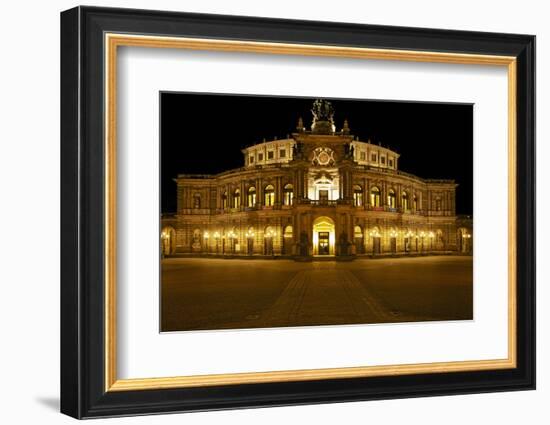 Illuminated Semperoper in Dresden in the Evening-Uwe Steffens-Framed Photographic Print