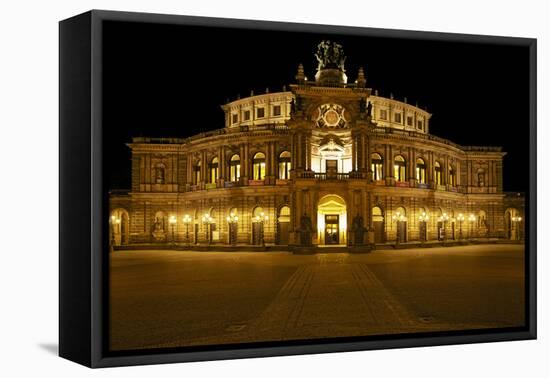 Illuminated Semperoper in Dresden in the Evening-Uwe Steffens-Framed Premier Image Canvas
