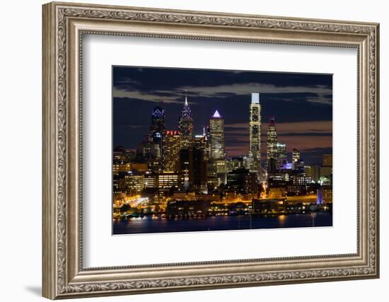 Illuminated skylines, Philadelphia, Pennsylvania, USA-null-Framed Photographic Print