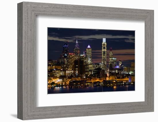 Illuminated skylines, Philadelphia, Pennsylvania, USA-null-Framed Photographic Print