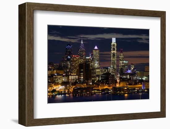 Illuminated skylines, Philadelphia, Pennsylvania, USA-null-Framed Photographic Print