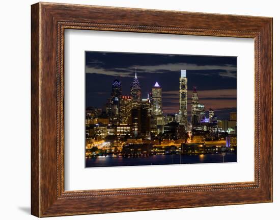 Illuminated skylines, Philadelphia, Pennsylvania, USA-null-Framed Photographic Print