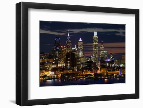 Illuminated skylines, Philadelphia, Pennsylvania, USA-null-Framed Photographic Print