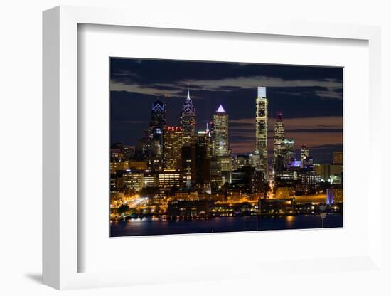 Illuminated skylines, Philadelphia, Pennsylvania, USA-null-Framed Photographic Print