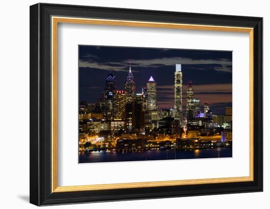 Illuminated skylines, Philadelphia, Pennsylvania, USA-null-Framed Photographic Print