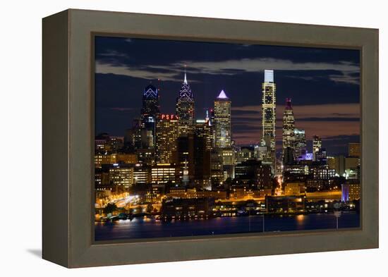 Illuminated skylines, Philadelphia, Pennsylvania, USA-null-Framed Premier Image Canvas