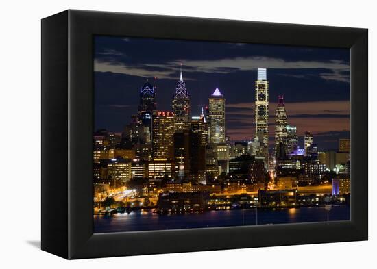 Illuminated skylines, Philadelphia, Pennsylvania, USA-null-Framed Premier Image Canvas