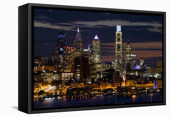 Illuminated skylines, Philadelphia, Pennsylvania, USA-null-Framed Premier Image Canvas