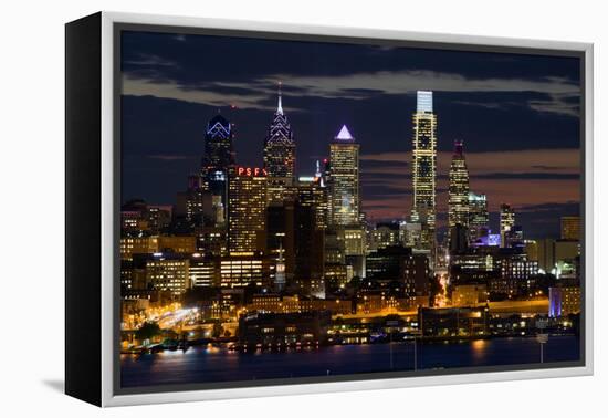 Illuminated skylines, Philadelphia, Pennsylvania, USA-null-Framed Premier Image Canvas