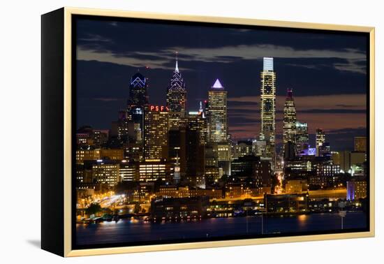 Illuminated skylines, Philadelphia, Pennsylvania, USA-null-Framed Premier Image Canvas