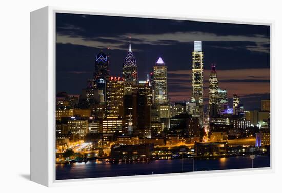 Illuminated skylines, Philadelphia, Pennsylvania, USA-null-Framed Premier Image Canvas