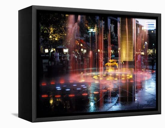 Illuminated Water Fountain, South Bank, Melbourne, Victoria, Australia-Richard Nebesky-Framed Premier Image Canvas