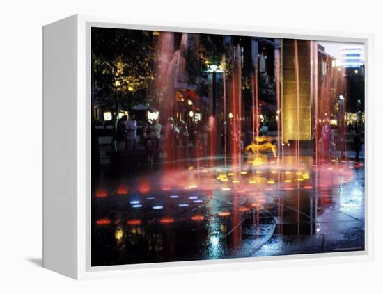 Illuminated Water Fountain, South Bank, Melbourne, Victoria, Australia-Richard Nebesky-Framed Premier Image Canvas