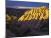 Illuminateded Tuff Stone Erosion with Uchisar, Cappadocia, Anatolia, Turkey-Rainer Mirau-Mounted Photographic Print