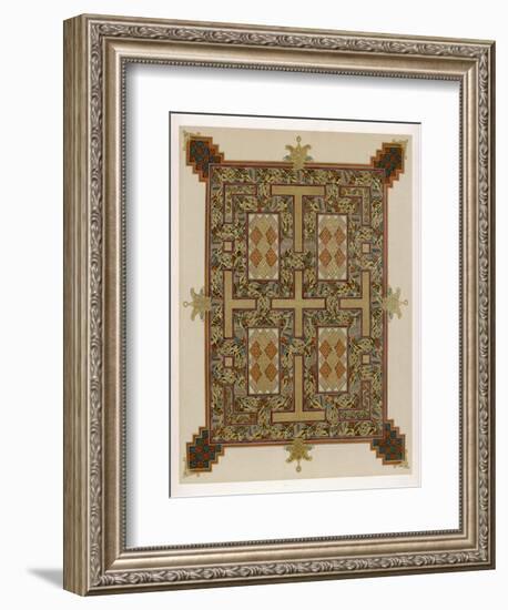 Illumination from the "Lindisfarne Gospels" or Gospels of Saint Cuthbert-null-Framed Art Print