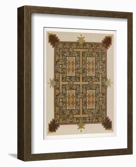 Illumination from the "Lindisfarne Gospels" or Gospels of Saint Cuthbert-null-Framed Art Print