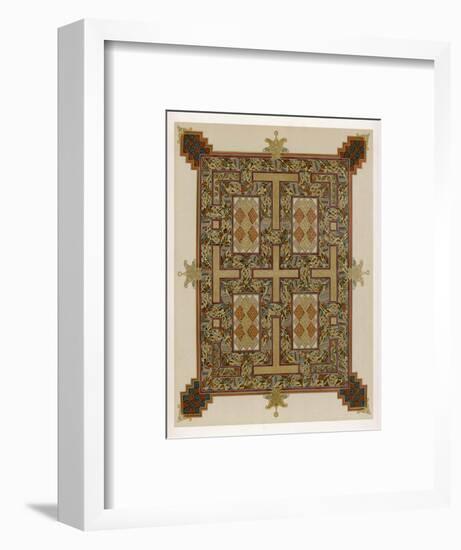 Illumination from the "Lindisfarne Gospels" or Gospels of Saint Cuthbert-null-Framed Art Print