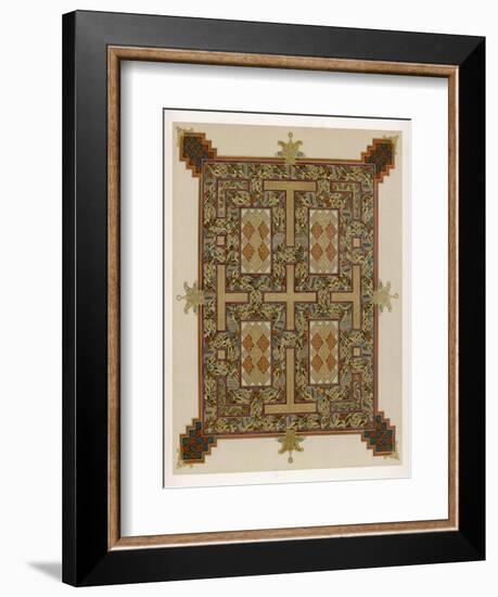 Illumination from the "Lindisfarne Gospels" or Gospels of Saint Cuthbert-null-Framed Art Print