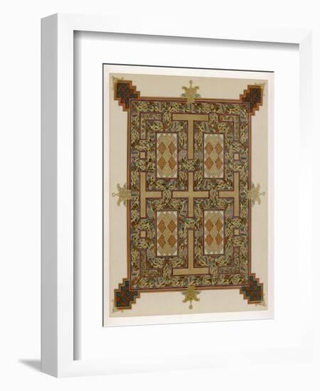 Illumination from the "Lindisfarne Gospels" or Gospels of Saint Cuthbert-null-Framed Art Print