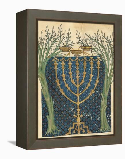Illumination of a Menorah, from the Jewish Cervera Bible, 1299-Joseph Asarfati-Framed Premier Image Canvas