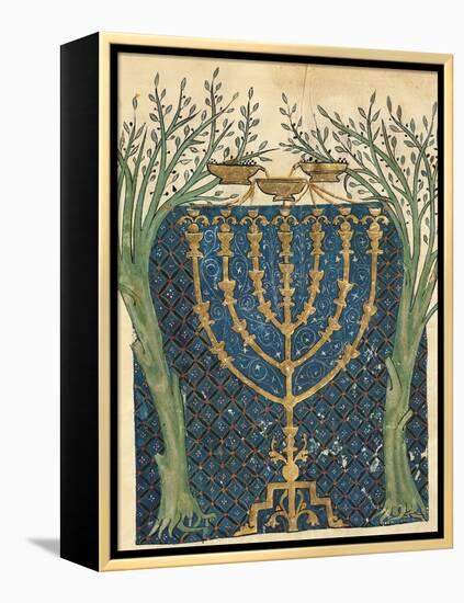 Illumination of a Menorah, from the Jewish Cervera Bible, 1299-Joseph Asarfati-Framed Premier Image Canvas