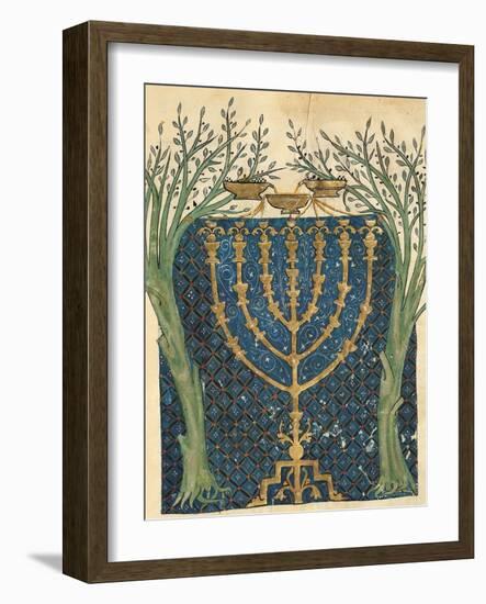 Illumination of a Menorah, from the Jewish Cervera Bible, 1299-Joseph Asarfati-Framed Giclee Print