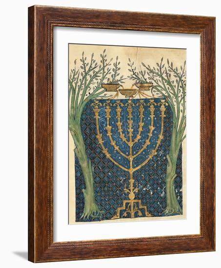 Illumination of a Menorah, from the Jewish Cervera Bible, 1299-Joseph Asarfati-Framed Giclee Print