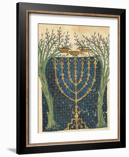 Illumination of a Menorah, from the Jewish Cervera Bible, 1299-Joseph Asarfati-Framed Giclee Print