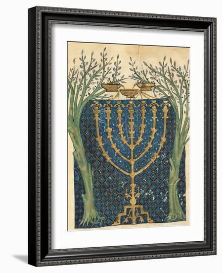 Illumination of a Menorah, from the Jewish Cervera Bible, 1299-Joseph Asarfati-Framed Giclee Print