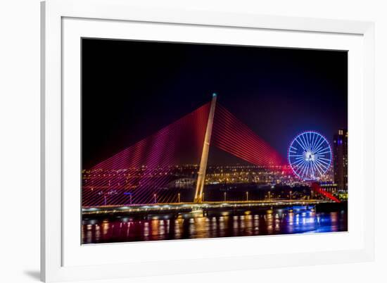 Illumination of Tran Thi Ly Bridge over the Han River, Tet Festival, New Year celebration, Vietnam.-Tom Norring-Framed Photographic Print