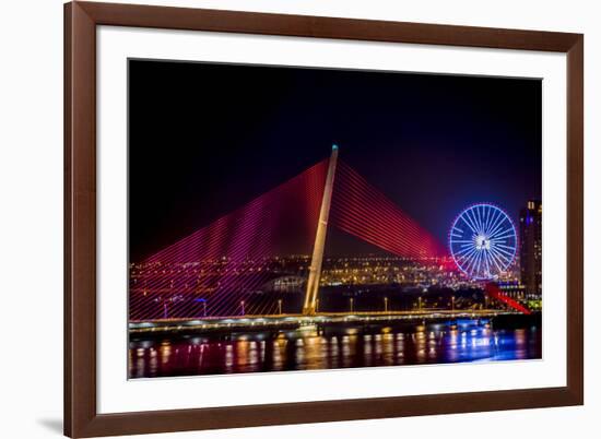 Illumination of Tran Thi Ly Bridge over the Han River, Tet Festival, New Year celebration, Vietnam.-Tom Norring-Framed Photographic Print