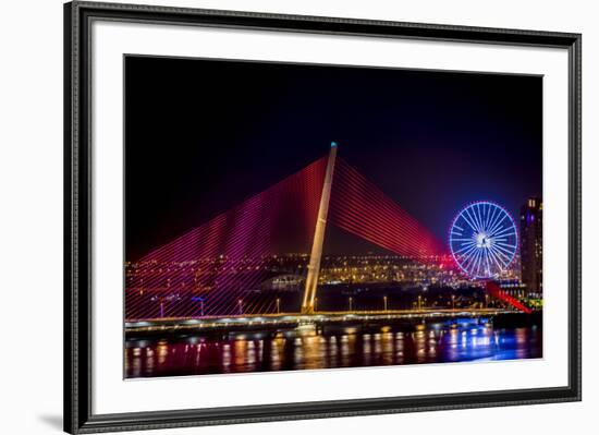 Illumination of Tran Thi Ly Bridge over the Han River, Tet Festival, New Year celebration, Vietnam.-Tom Norring-Framed Photographic Print