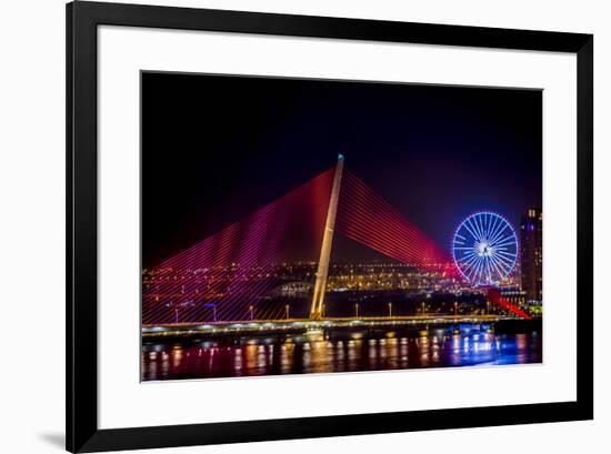 Illumination of Tran Thi Ly Bridge over the Han River, Tet Festival, New Year celebration, Vietnam.-Tom Norring-Framed Photographic Print