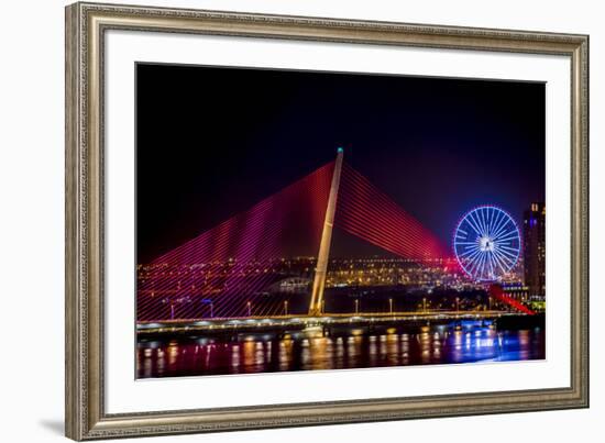 Illumination of Tran Thi Ly Bridge over the Han River, Tet Festival, New Year celebration, Vietnam.-Tom Norring-Framed Photographic Print