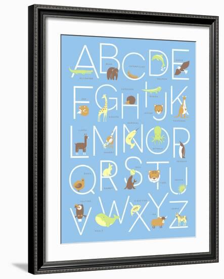 Illustrated Animal Alphabet ABC Poster Design-TeddyandMia-Framed Premium Giclee Print