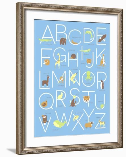 Illustrated Animal Alphabet ABC Poster Design-TeddyandMia-Framed Premium Giclee Print