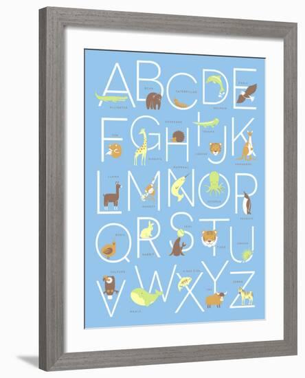 Illustrated Animal Alphabet ABC Poster Design-TeddyandMia-Framed Premium Giclee Print