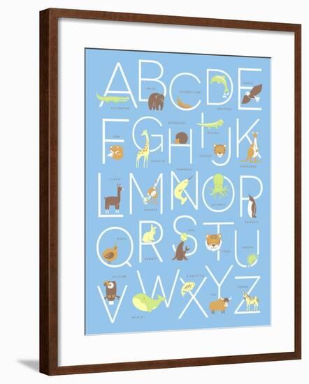 Illustrated Animal Alphabet ABC Poster Design-TeddyandMia-Framed Premium Giclee Print