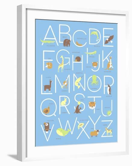 Illustrated Animal Alphabet ABC Poster Design-TeddyandMia-Framed Premium Giclee Print