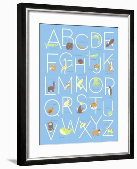 Illustrated Animal Alphabet ABC Poster Design-TeddyandMia-Framed Premium Giclee Print