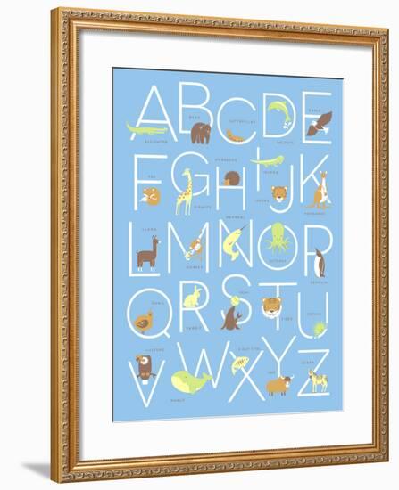 Illustrated Animal Alphabet ABC Poster Design-TeddyandMia-Framed Premium Giclee Print