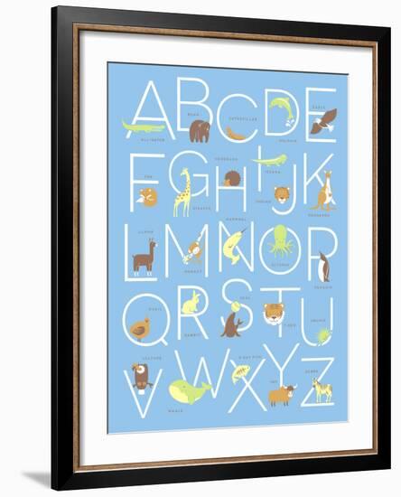 Illustrated Animal Alphabet ABC Poster Design-TeddyandMia-Framed Premium Giclee Print