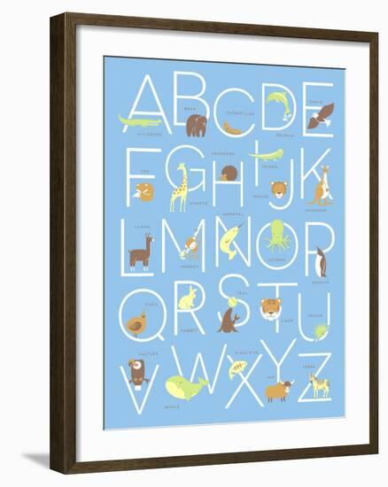 Illustrated Animal Alphabet ABC Poster Design-TeddyandMia-Framed Premium Giclee Print