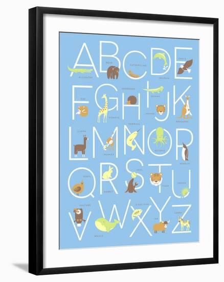 Illustrated Animal Alphabet ABC Poster Design-TeddyandMia-Framed Premium Giclee Print