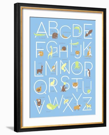 Illustrated Animal Alphabet ABC Poster Design-TeddyandMia-Framed Premium Giclee Print