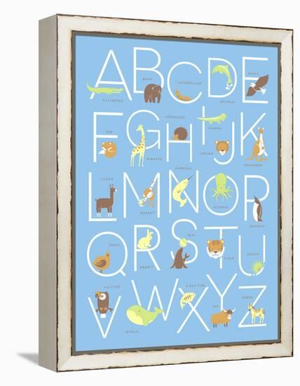 Illustrated Animal Alphabet ABC Poster Design-TeddyandMia-Framed Stretched Canvas